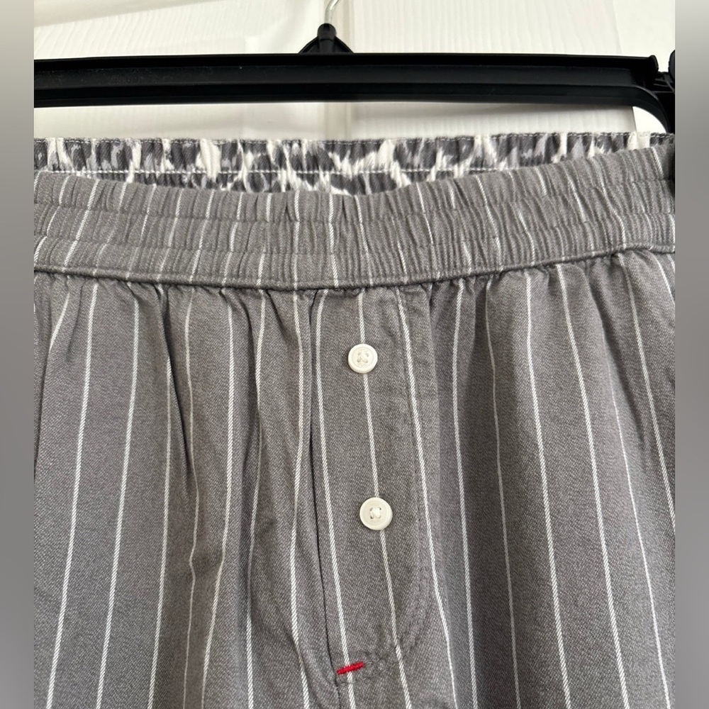 Aerie Gray and White Striped boxer Pants